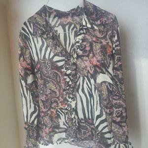 Violet & Claire sheer animal print blouse, size p/m